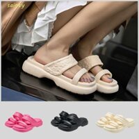 Dép đế bệt SAINTY Nữ, Dép đi biển mũi vuông màu trơn, Giày đế bệt mềm mại thời trang Dép hoa đi biển