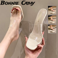 Dép đế cao gót chất liệu PU thời trang Bonnie Cathy có đế cao su - Có sẵn 5cm và 7cm