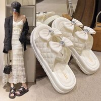 Dép đế dày nơ phiên bản Hàn Quốc, Dép nữ đi biển thời trang