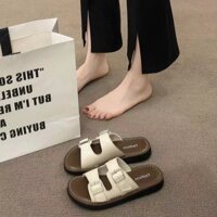 Dép đế dày Nữ đế thấp Giày đế dày có khóa dây đeo Dép