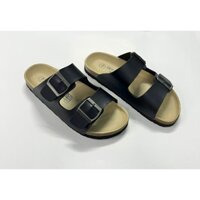 Dép Đế Trấu Birken Quai 2 Khóa Unisex Màu Đen