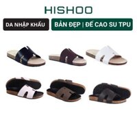Dép đế trấu chữ h nam nữ birken Hishoo Helios quai ngang da bò cao cấp, Dép hermes nam thời trang công sở đi làm M095