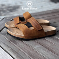 Dép Đế Trấu Nam Da Bò Thật Lucas Shoes, Quai ngang-Quai Hậu, Siêu Nhẹ, Đi Biển, Đeo Hàng Ngày - BH 6 tháng