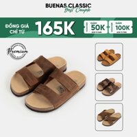 Dép đế trấu nam nữ BB01 BB03 BB04 da bò unisex birken Buenas quai ngang tối giản, thanh lịch