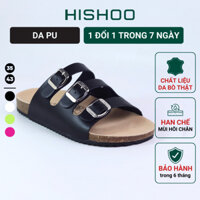 Dép Đế Trấu Nam Nữ Birken Quai Ngang 3 Khóa Da Tổng Hợp Hishoo S092