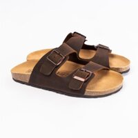 Dép đế trấu nam nữ da bò unisex birken quai ngang Thương Hiệu BIOLINE - D01