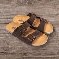 Dép đế trấu nam nữ da bò unisex birken quai ngang BIOLINE - D01