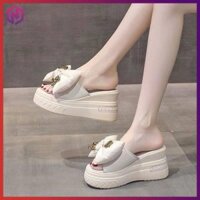 Dép Đế Xuồng Dày Dặn Đính Nơ Thời Trang Mùa Hè Kiểu Mới Cho Nữ