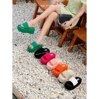 Dép đế xuồng nữ Shu Store dép bánh mì 7cm quai ngang chất vải len mẫu mới hotrend 2024