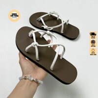 Dép đi biển, sandal nữ đi biển sandalthoitrang đế bệt quai mảnh