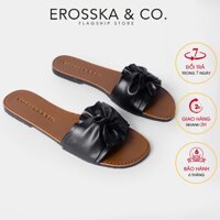 Dép đi biển thời trang Erosska 2021 phối nơ xoắn chéo màu đen _ DE032