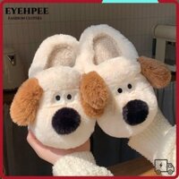 Dép đi nhà EYEHPEE, Dép mùa đông hoạt hình chó con, Dép Cotton Unisex mềm mại chống trượt thời trang mùa đông
