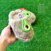 Dép đi trong nhà cho bé có lót lông ấm áp hình quả bơ đế cao su chống trơn trượt cho trẻ em 1 2 3 đến 10 tuổi D45