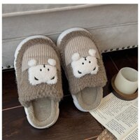 Dép Đi Trong Nhà Hình Gấu Bông Siêu Đáng Yêu, Dép Bông Hình Thú Ngộ Nghĩnh Chất Lông Siêu Mềm Mịn Đế Cao 4cm