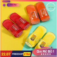 Dép đi trong nhà hoạ tiết lon nước ngọt CoCa, Fanta , Lemontea chất liệu xốp nhung êm chân