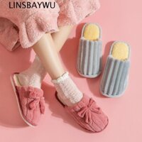Dép đi trong nhà mùa đông LINSBAYWU Chắp vá Phòng ngủ thoải mái