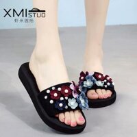Dép đi trong nhà nữ mùa hè nữ thời trang dép mòn bên ngoài và dép đi trong nhà với không trượt dép phẳng nữ hoa từ kéo ven biển