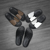 Dép Doctor Nam Da Bò Quai Ngang Chữ H , Đế Cao Su Đúc Êm , Khâu May Toàn Bộ mẫu Z03