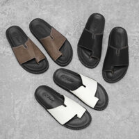 Dép Doctor Nam Da Bò Quai Ngang Xỏ Ngón KHAN , Đế Cao Su Đúc Nguyên Khối , Khâu Đế Toàn Bộ , MÃ L