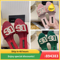 Dép Dolce & Gabbana phong cách nóng bỏng, ba tùy chọn, khóa kim loại, màu sắc thuần khiết, dép kim cương thời trang, phẳng, không trượt, thoải mái, chống mài mòn, bạc A3CH