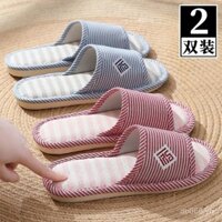 Dép gai dầu mua một Tặng một phổ biến cho nữ dép đi trong nhà kiểu xuân thu đế mềm chống trượt cho cặp đôi trong nhà nam