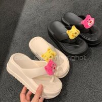 DÉP GẮN GẤU CUTE, DÉP XỎ NGÓN, DÉP KẸP BẢN TO, DÉP TÔNG NÂNG ĐẾ CAO 7cm (tăng 1 size)