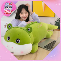 đẹp Gấu Bông Khủng Long Hóa Ếch Xanh, Gối Ôm Cho Bé Chất Liệu Cao Cấp, Mềm Mại Dài 1m3