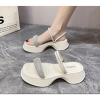Dép giày Sandal đế bánh mì quai ngang đính full đá đa năng Thoải Mái. HOT