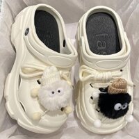 Dép Giày Sục Nữ Cross Chất Liệu EVA Đế Cao 7cm Kèm Gấu ChiBi Sandal Bít Mũi SUCGAU2