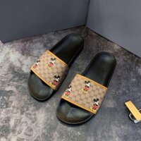 Dép gucci mickey nam màu nâu đen , dép nam quai ngang hàng cao cấp bản 11