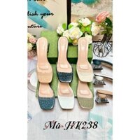 Dép guốc nữ đế vuông quai buộc nơ thanh lịch cao 5cm_HK-238