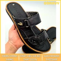Dép Hai Quai Nam Da Bò DONAVY Thời Trang Thiết Kế 2 Quai Đính Khuy Cá Sấu Không Rỉ Sét Đế Cao Su Đi Êm Chân D2QL - 38 - Màu đen