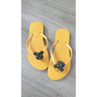 Dép havaianas chính hãng slim vàng cham gấu đen