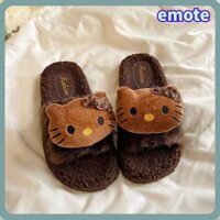Dép Hello Kitty EMOTE, Giày Nữ Sang Trọng Chống Trơn Trượt, 2025 Thoải Mái Họa Tiết Da Báo Kawaii Sanrio Babouche Trong Nhà