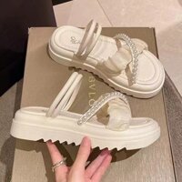 Dép Influencer Mặc Ngoài ins Hợp Thời Trang Mùa Hè 2025 Phong Cách Mới Ngọc Trai Cổ Tích Phong Cách Hai Cánh Đế Dày Phong Cách Chanel Dép