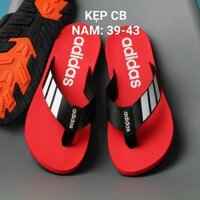 Dép kẹp ADIDAS đỏ quai đen logo sọc