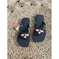 DÉP KẸP CAO SU ĐẾ XÉO CHARM ONG ĐỎ MŨI VUÔNG ( Tiệm Dép Huỳnh )