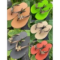 Dép kẹp nữ, dép tông lào nữ, dép xỏ ngón tròn lào nữ đính chamr nơ pha lê phong cách thời trang phù hợp mọi lứa tuổi