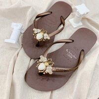 Dép Kẹp Nữ Havaianas Chính Hãng Đính Ong Trắng