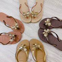Dép Kẹp Nữ Havaianas Quai Trơn Đính Bươm' Gold