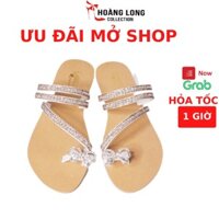 Dép kẹp, sandal nữ đính đá thời trang HL05 cao 2cm