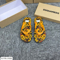 Dép kẹp tông xỏ ngón nam có hoạ tiết vân logo quai cao su màu vàng có hộp thời trang BTSHOP