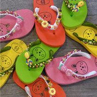 Dép Kẹp Xỏ Ngón HD Handmade Cho Bé Gái Đính Sticker Kẹo Mút Dễ Thương Đế Cao Su Mềm TLH02