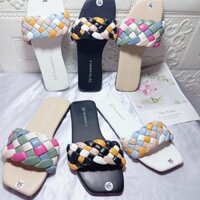 Dép Kiểu Nữ Đế Bệt Quai Ngang Bính Họa Tiết Xích Mẫu Mới Xinh Xắn Bền Đẹp Giá Tốt Mã DQB MINHTUYETSHOES
