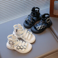 Dép La Mã Bé Gái Thời Trang Cho Bé Màu Trơn Thoáng Khí Giày Sandal Công Chúa Học Sinh Chống Trơn Trượt Đế Mềm Cao-