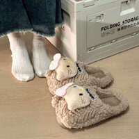 dép lào hello kitty Dép lê hellokitty dép lê bông bít mũi lông giữ ấm cho ký túc xá sinh viên tại nhà mùa thu đông mẫu mới 2024 đi bên ngoài cho nữ