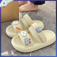 dép lào nữ dép quay hậu Dép đi bên ngoài dép nữ đi biển dễ thương mùa hè chống trượt tự làm size lớn hai đi dép E
