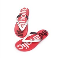 Dép lào Thái quai chìm êm chân Họa tiết chữ cách điệu K099 màu đen | đỏ