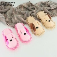 Dép lau nhà HEFEI, Dép lau sàn có thể tái sử dụng có thể giặt được, Chó hoạt hình mềm hở ngón Microfiber Đánh bóng sàn Dép đi trong phòng tắm