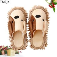 Dép lau nhà TMZJX, Dép lau sàn hở mũi có thể tái sử dụng, Dép đánh bóng sàn bằng sợi nhỏ mềm có thể giặt được di động Dép nữ & nam